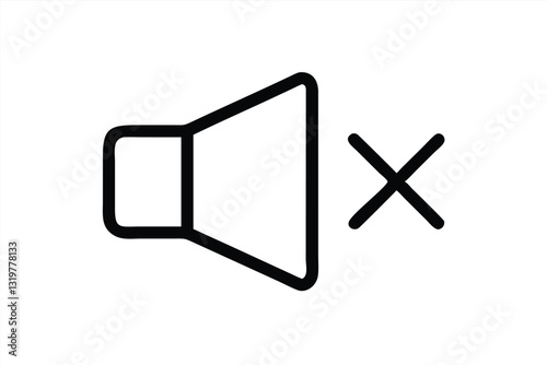 Vector illustration of a muted speaker icon with a crossed symbol