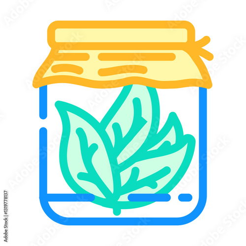 glass jar leaf sustainable beauty color icon vector illustration