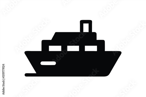 Stylized vector illustration of a ship on a clear background