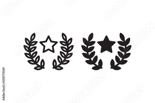 Award Laurel Wreath with Star Icon Vector