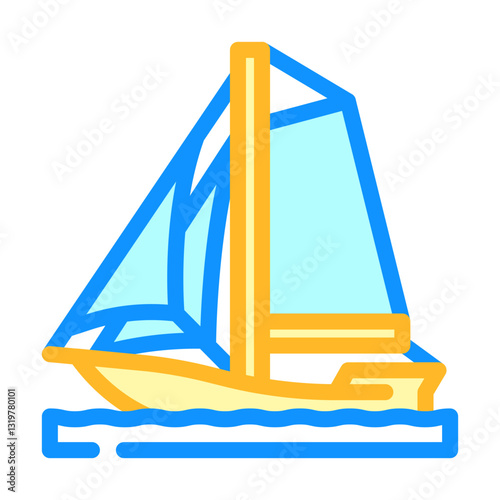sloop sailing sport color icon vector illustration