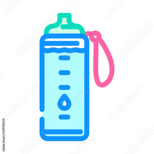 hydration bottle droplets recovery wellness color icon vector illustration