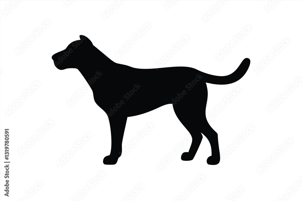Obraz premium Silhouette of a standing dog in vector illustration