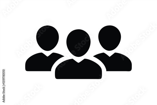 Vector illustration of three people silhouettes on a white background