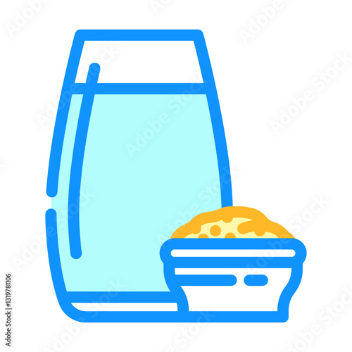 rice milk meal drink color icon vector illustration