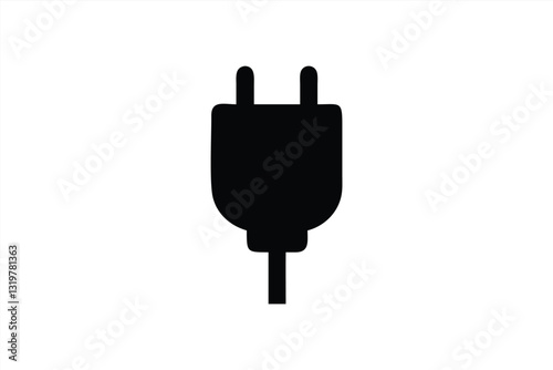 Vector illustration of a black electric plug on a white background