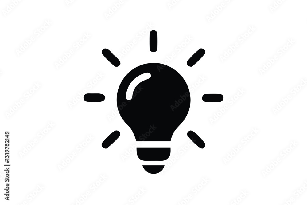 Unique vector illustration of a light bulb with rays Unique vector illustration of a light bulb with rays