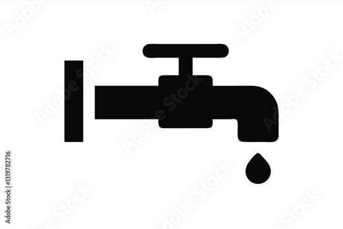 Simple vector illustration of a faucet with a water droplet