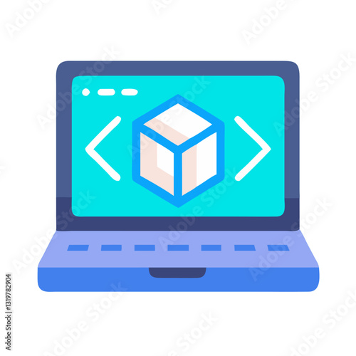 3D Coding Laptop Icon for Software Development, Programming, and IT Professionals