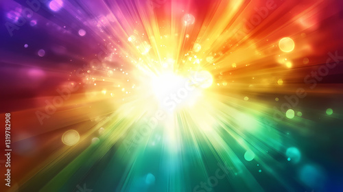 Iridescent rainbow colors dance around glowing core , dazzling visual, radiance. Opalescent Hues. Illustration