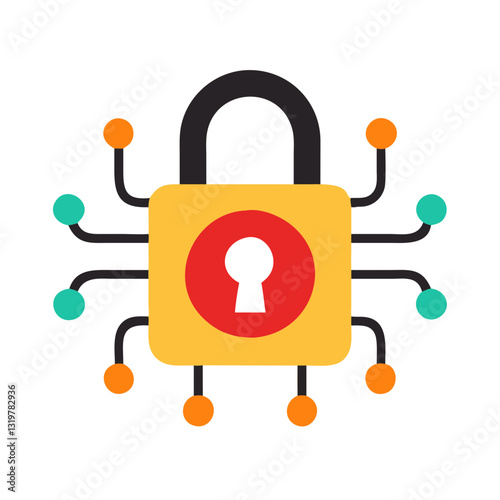 Bold Cyber Security Lock Icon for Data Protection, Online Privacy, and Network Security