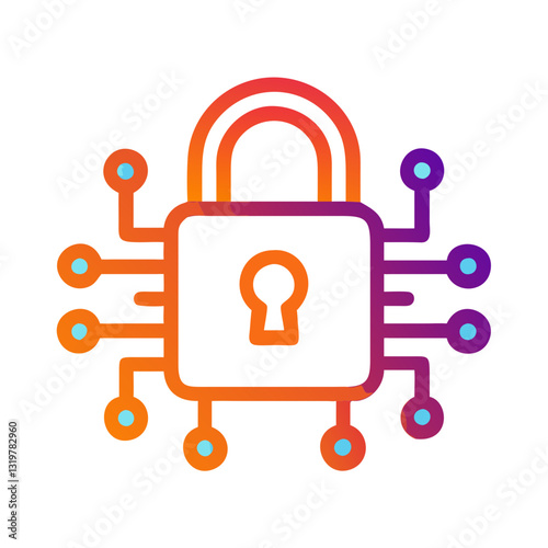 Bold Cyber Security Lock Icon for Data Protection, Online Privacy, and Network Security