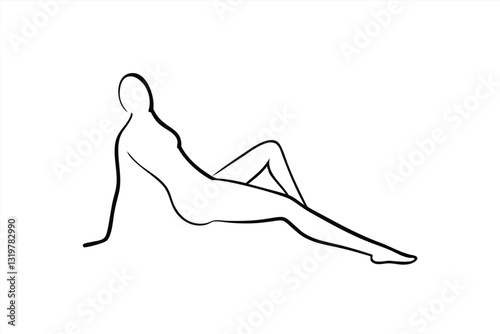 Stylish vector illustration of a reclining female figure