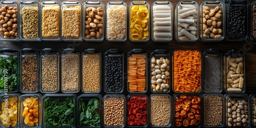 Wallpaper Mural Organizing diverse ingredients in clear containers kitchen food top view Torontodigital.ca