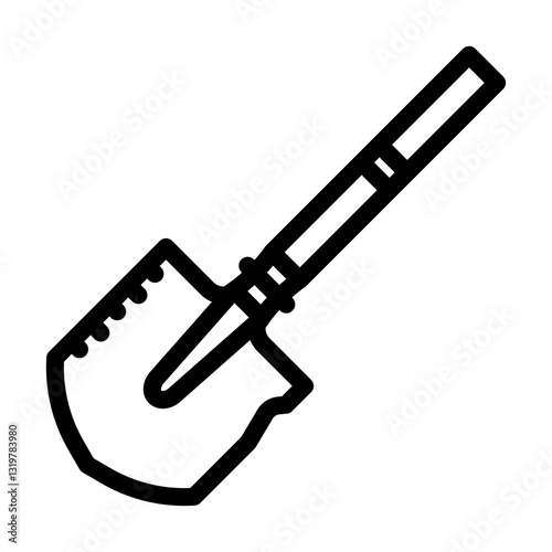 backpacking shovel titanium ultralight line icon vector illustration