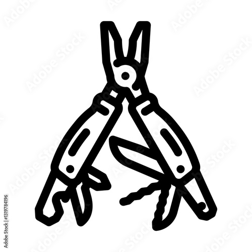 multi tool titanium line icon vector illustration