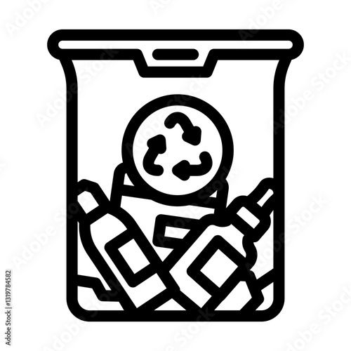 recycling bin cosmetics sustainable beauty line icon vector illustration