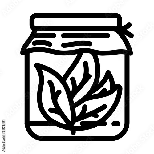 glass jar leaf sustainable beauty line icon vector illustration