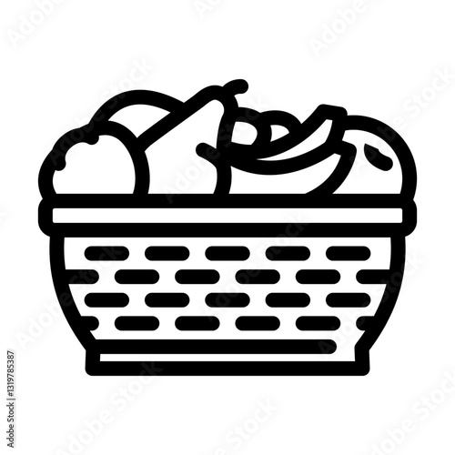 fruit basket slow living line icon vector illustration