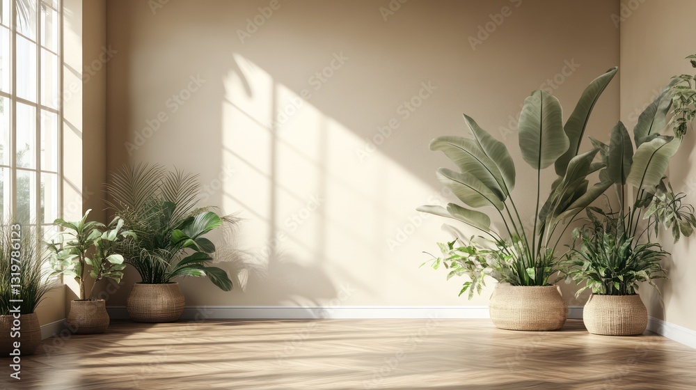 Sunny corner room with plants (1)