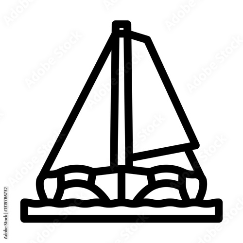 trimaran sailing sport line icon vector illustration