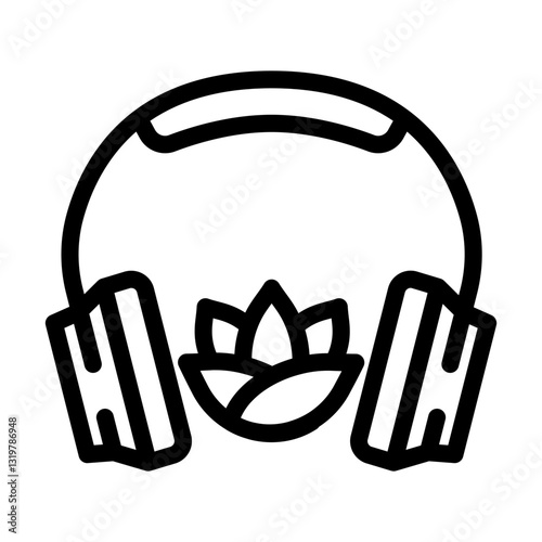 earbuds playing soothing sounds line icon vector illustration