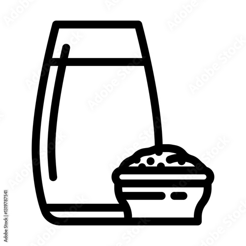 rice milk meal drink line icon vector illustration