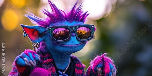 internet troll - fashionable modern troll with punk style clothing