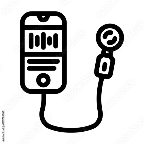 electronic stethoscope healthcare innovation line icon vector illustration