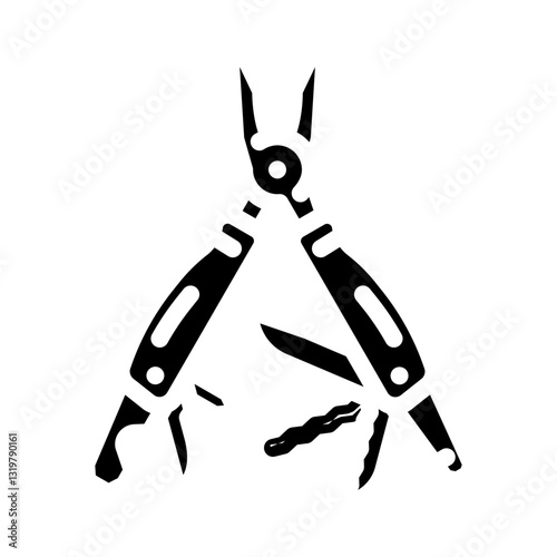 multi tool titanium glyph icon vector illustration