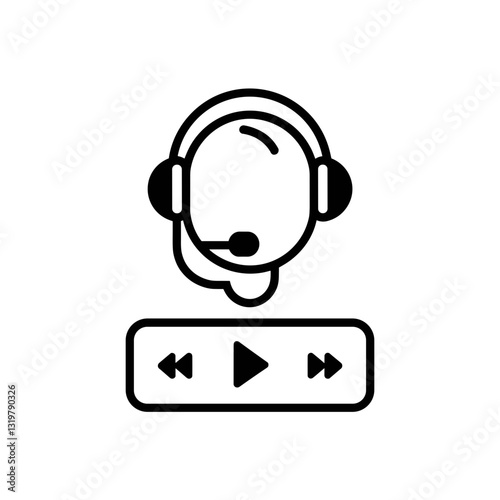  Customer support representative with headset providing online assistance and service