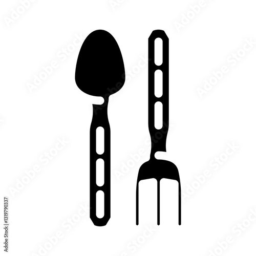 fork spoon titanium ultralight glyph icon vector illustration