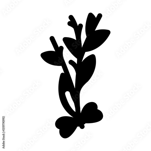 herb sprig sustainable beauty glyph icon vector illustration
