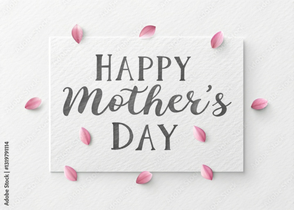Fototapeta Elegant Happy Mother's Day greeting card design with pink flower petals.