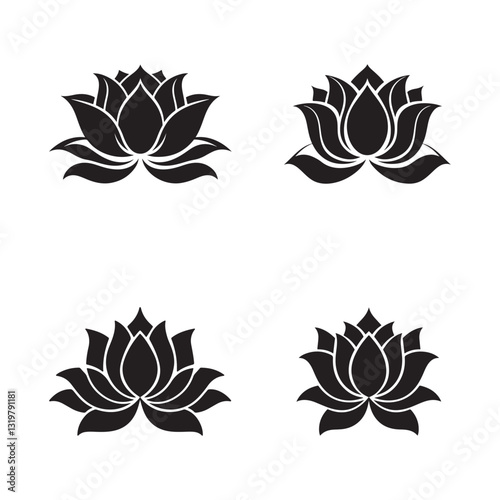 Lotus silhouette vector art illustration.