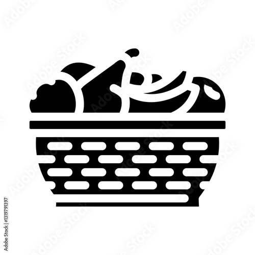 fruit basket slow living glyph icon vector illustration