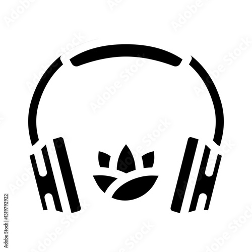 earbuds playing soothing sounds glyph icon vector illustration