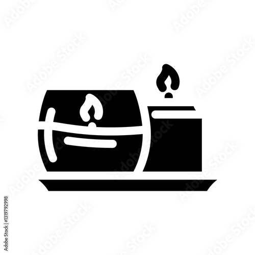 candle flame relaxation recovery wellness glyph icon vector illustration