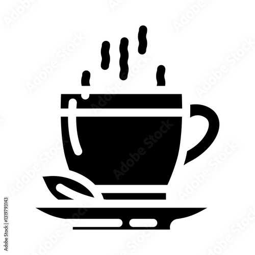 herbal tea mug steam recovery wellness glyph icon vector illustration