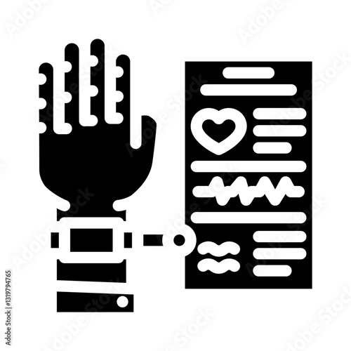 biometric health sensor healthcare innovation glyph icon vector illustration