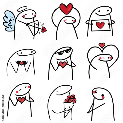 Digital Flork Valentine's Day with line drawings design