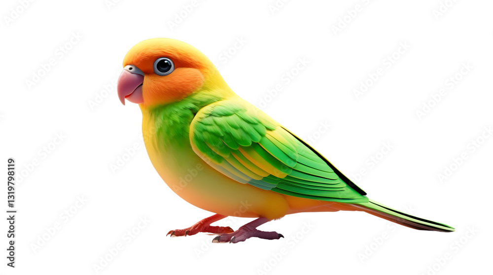Vibrant Parrot with Yellow and Green Feathers Isolated on Black Background for Nature, Wildlife