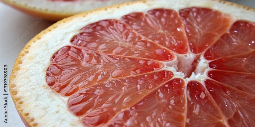 Freshly sliced grapefruit revealing juicy, vibrant flesh in a bright setting perfect for healthy eating