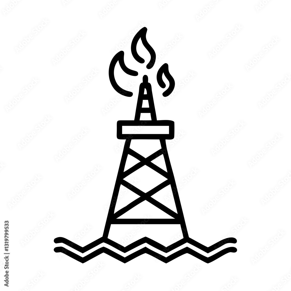 offshore, Gas flare - a flare burning on an oil platform. offshore, Gas flare - a flare burning on an oil platform.