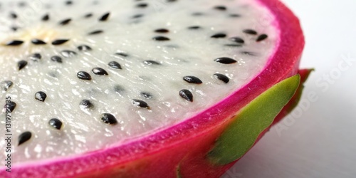 Obraz na płótnie Refreshing dragon fruit cut in half showcasing vibrant colors and unique texture in close-up detail w salonie