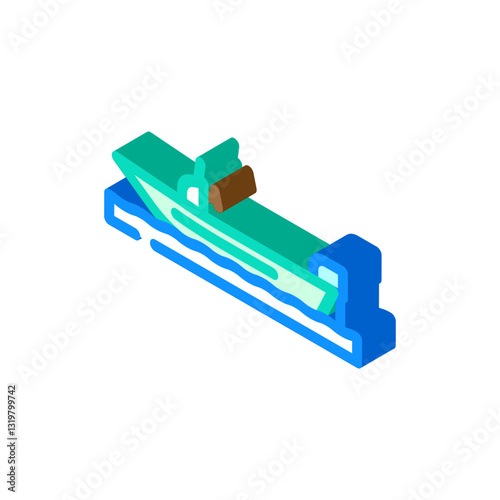 skiff sailing sport isometric icon vector illustration