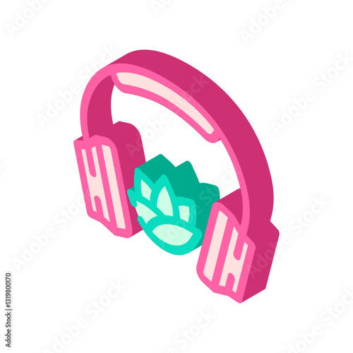 earbuds playing soothing sounds isometric icon vector illustration