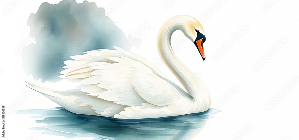 Obraz premium Elegant White Swan on Calm Water Serene Nature Scene