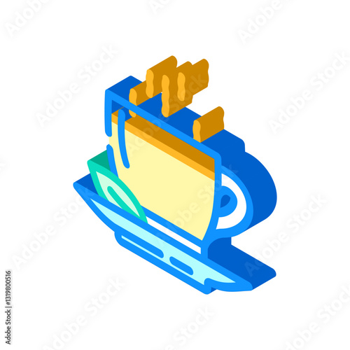 herbal tea mug steam recovery wellness isometric icon vector illustration