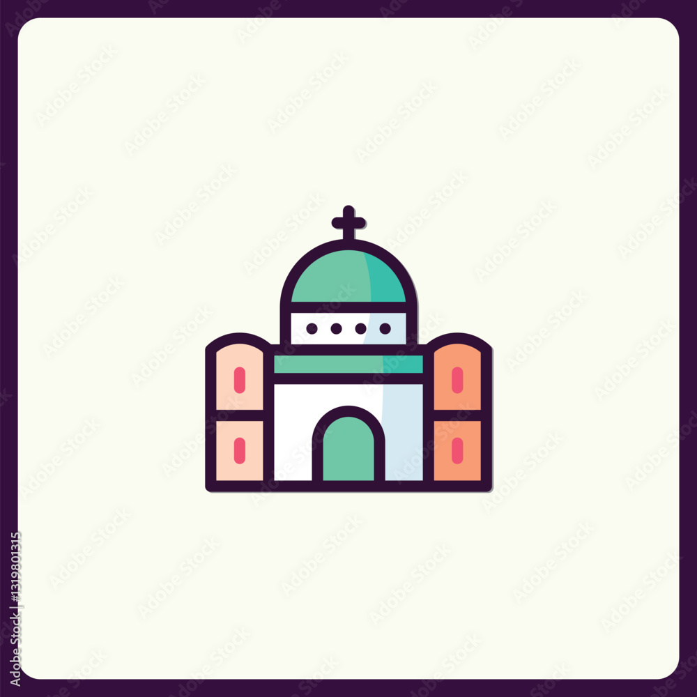 Obraz premium A Minimalist Church Icon with Bold Outlines and Geometric Simplicity